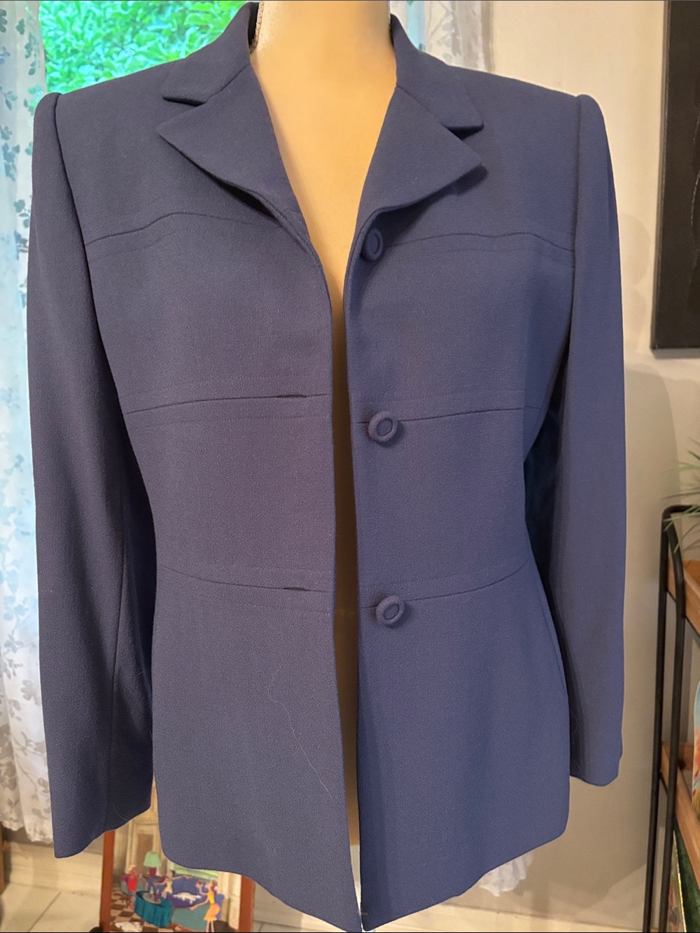 Jones New York Navy Blue Structured Blazer